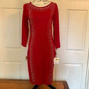 NWT Calvin Klein red studded dress